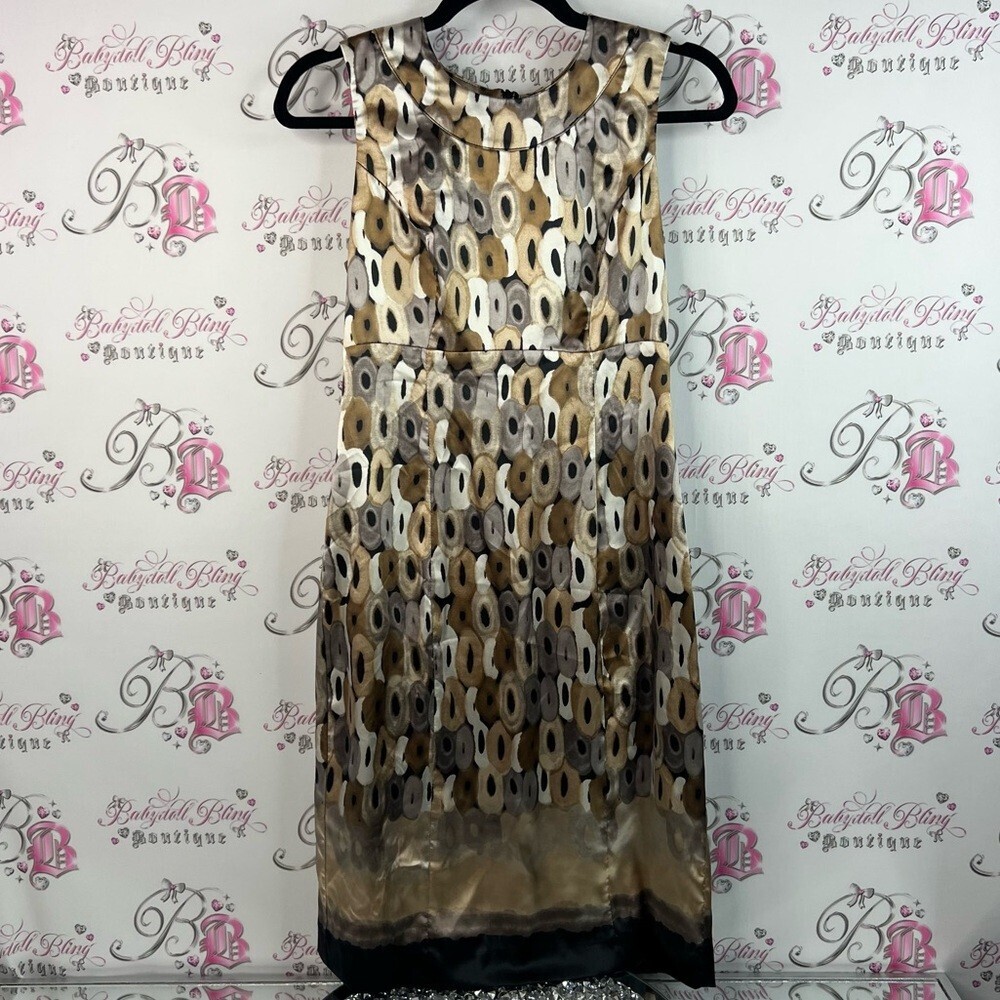 Citrine dress shiny shimmer dotted abstract Chic Sleeveless Patterned Midi Dress